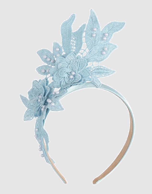 Max Alexander - Lace Crown Light Blue Headband Fascinator