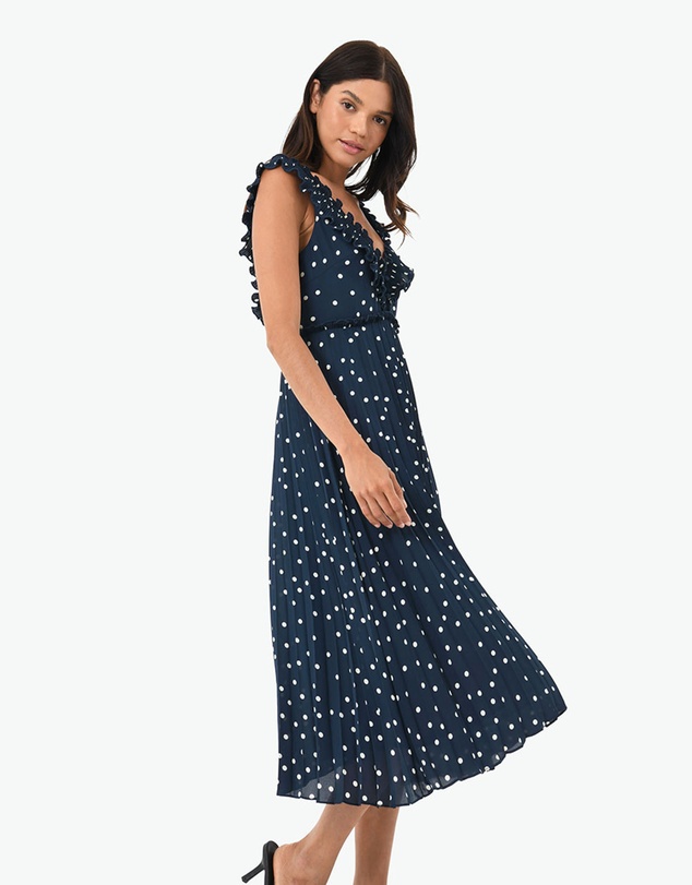 Forcast - Karis Polka Dot Pleated Dress