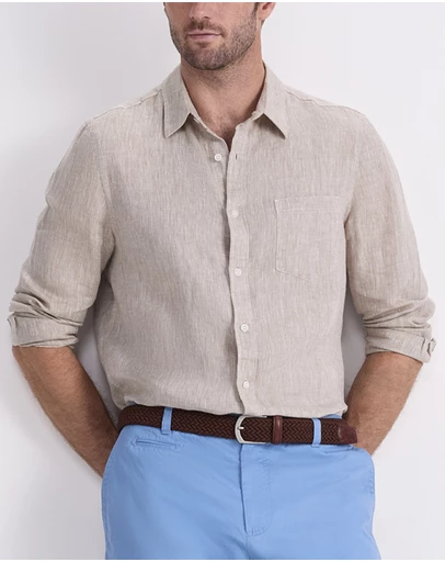 Sportscraft - Long Sleeve Linen Yarn Dyed Shirt
