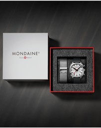Mondaine - Official Swiss Railways Grand Cushion Vegan Grape Leather Watch Set