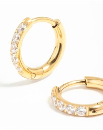 Lovisa - Gold Plated Surgical Steel Cubic Zirconia Hoop Earrings