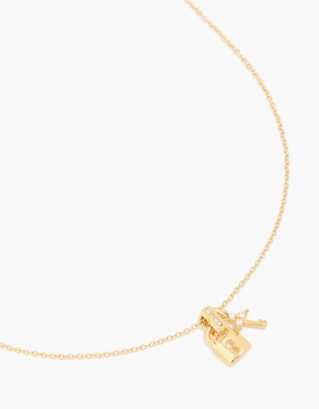 Lovisa - Waterproof Gold Plated Stainless Steel Cubic Zirconia Lock & Key Necklace
