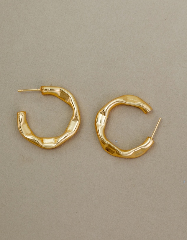 Meshca - Flat Beaten Hoop Earrings