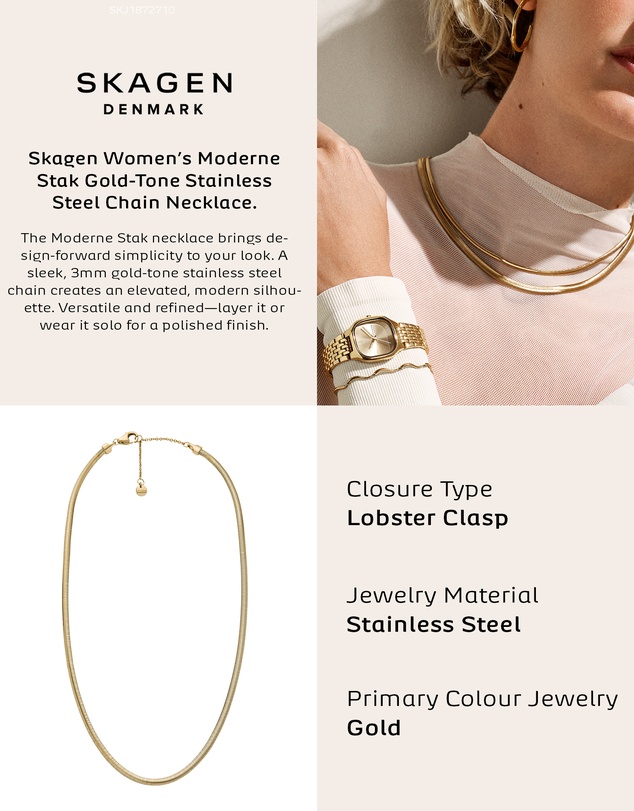 Skagen - Moderne Stak Gold Tone Necklace