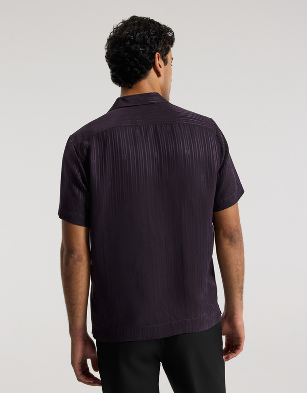 Calibre - Camp Collar Jacquard Monogram Shirt Plum