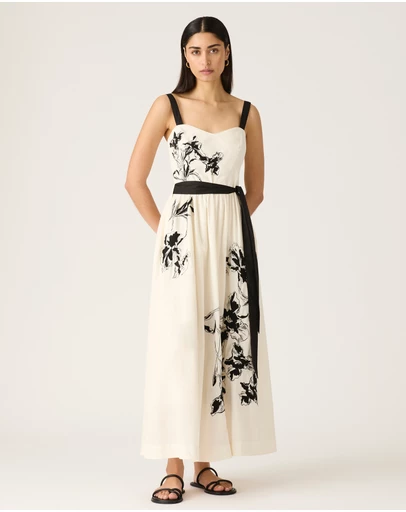 MOS The Label - Lis Embroidery Midi Dress