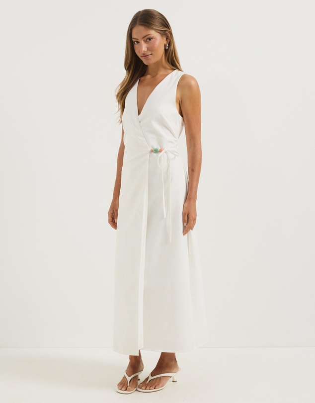 Atmos&Here - Chloe Midi Wrap Dress With Bead Detail