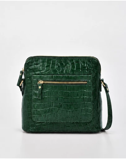 Cobb & Co - Kingsley Croc Leather RFID Safe Crossbody