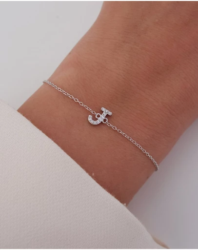 The Silver Collective - A-Z Letter Bracelet Silver - J