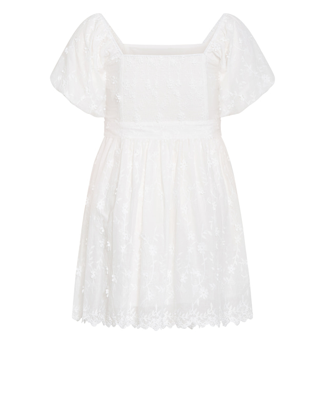 City Chic - Plus size Bridie Embroidered Puff Sleeve Mini Dress - ivory