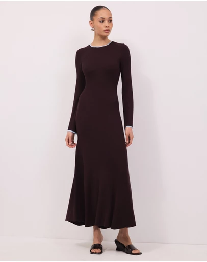 Calli - Lari Crew Neck Knit Maxi Dress