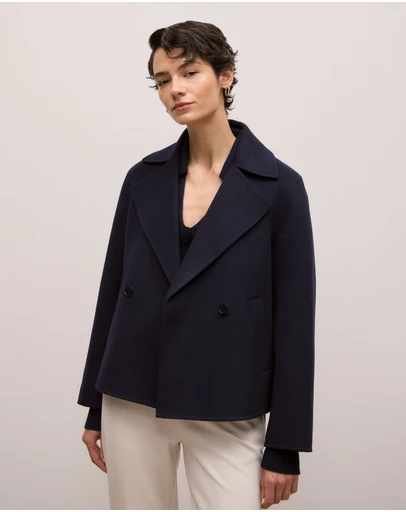 Trenery - Double Faced Wool Peacoat in Night Sky