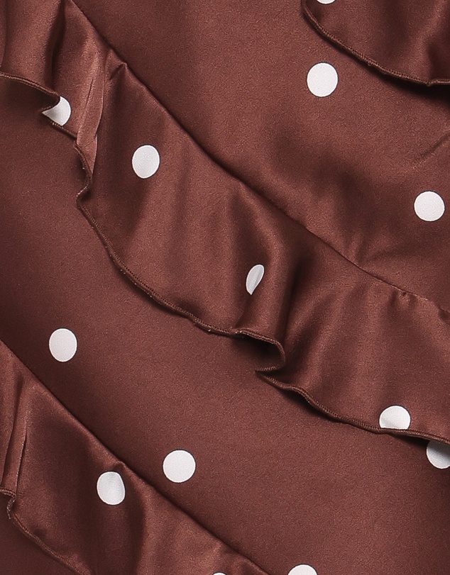 Petal & Pup - Ciao Ruffles Maxi Satin Dress - Brown Polka Dot