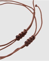 Elli Jewelry - Bracelet Set Circles Geo Look Nylon Brown Basic Minimalist Adjustable in 925 Sterling Silver Gold Plated