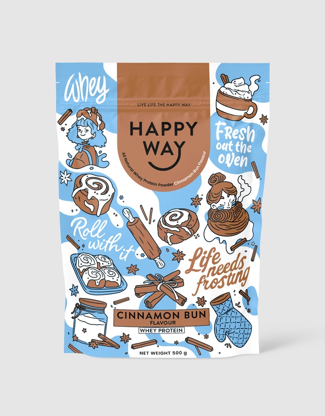 Happy Way - Cinnamon Bun Whey Protein Powder