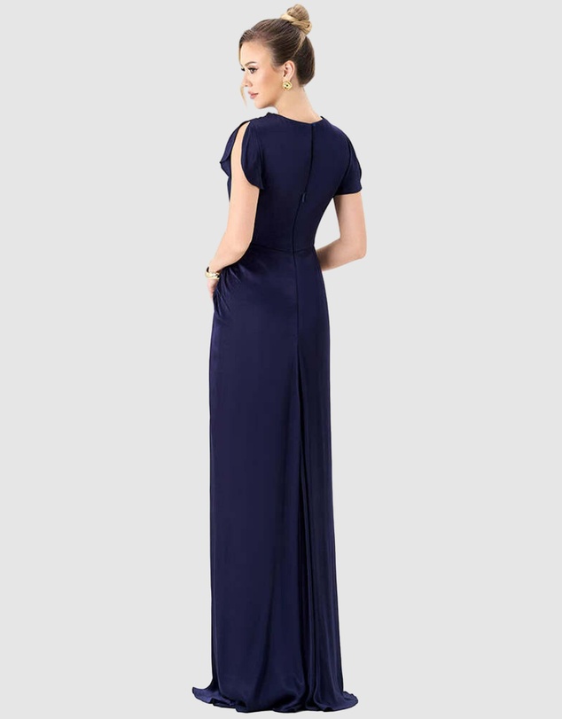 Bariano - Rasmi Ruched Satin Gown