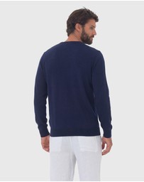 Coast Clothing - V-Neck Cotton Jumper - Navy