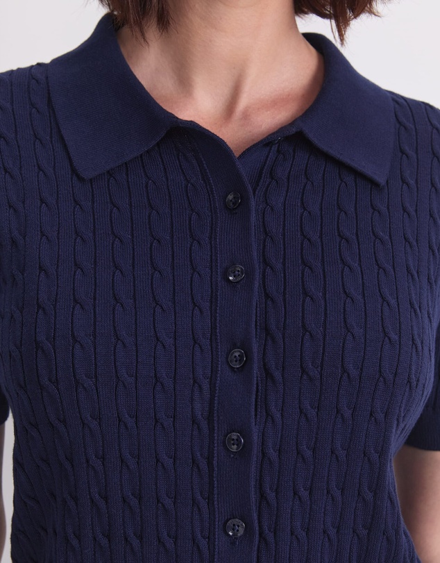 Sportscraft - Cotton Cable Short Sleeve Knit Top