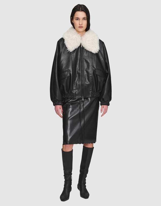 Source Unknown - Rioni Faux-Fur Collar Bomber Jacket