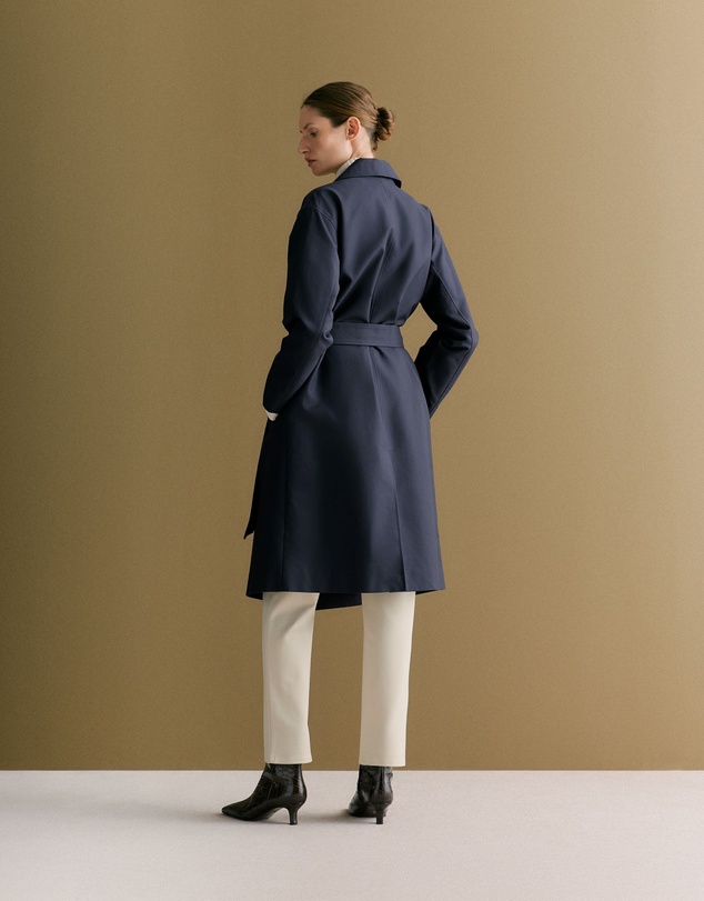 Trenery - Double Cloth Eyelet Detail Trench in Navy