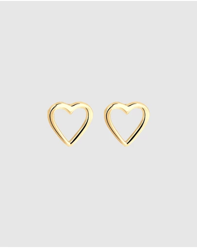 Elli Jewelry - Heart Stud Earrings in Gold-Plated 925 Silver