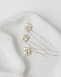 The White Collection - Penny - Pearl Detail Silver Bridal Hair Pins