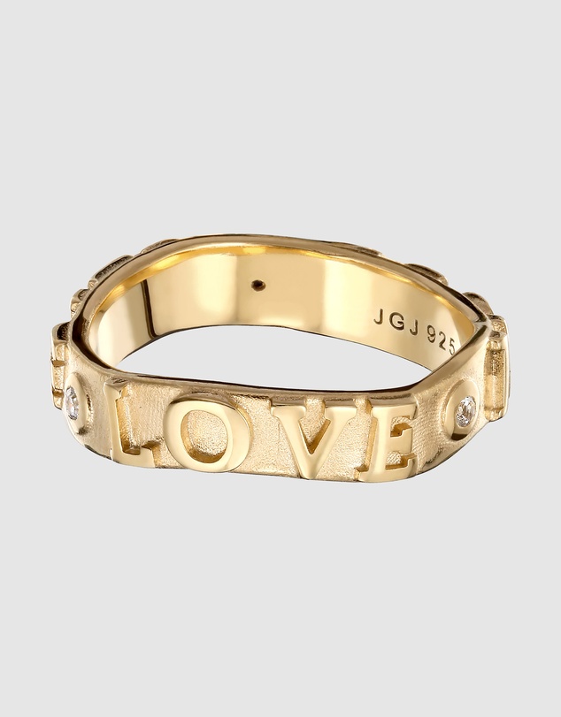 Elli Jewelry - More Self Love Ring with Zirconia in Gold-Plated 925 Silver