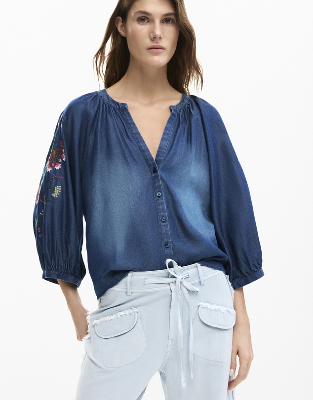 Desigual - Embroidered lantern blouse