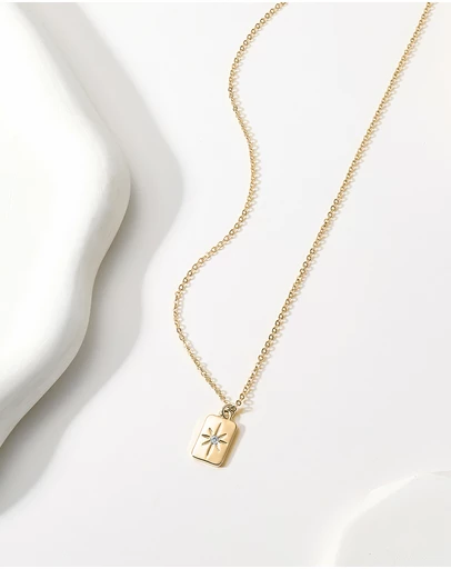 Mestige - True North Bar Necklace - 18K Gold Plated