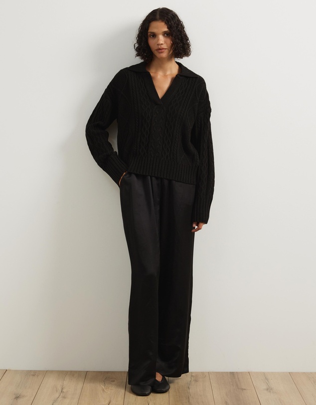 Atmos&Here - Faye Cable Knit Pullover With Collar