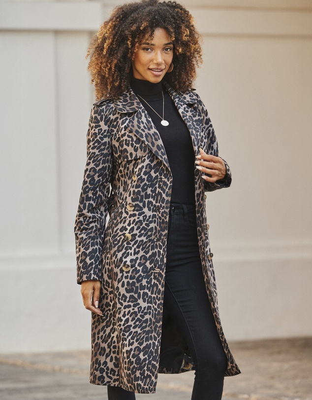 Sosandar - Leopard Print Trench Coat