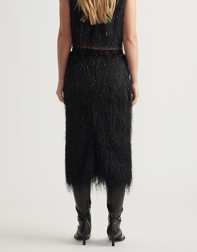 Decjuba - Rue Lurex Fringed Midi Skirt
