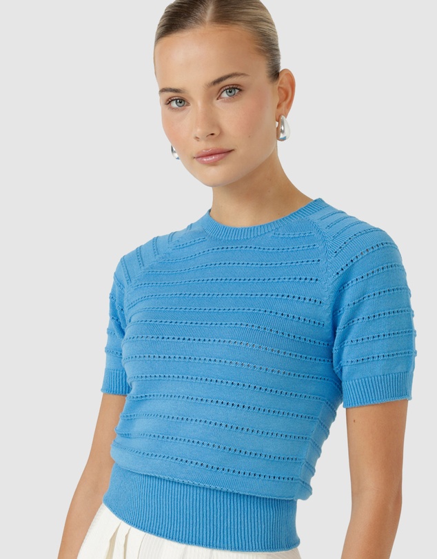 SACHA DRAKE - Eyelet Knit Top In Sky