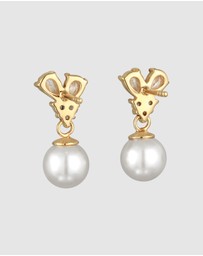 Elli Jewelry - Earrings Ear Hangers Elegant with Zirconia And Synt. Pearl in 925 Sterling Silver Gold Plated