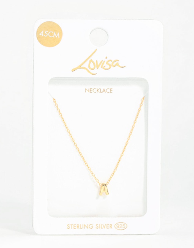 Lovisa - Gold Plated Sterling Silver Letter A Necklace