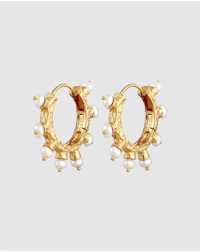 Haze & Glory - ICONIC EXCLUSIVE - Earrings Sun of Pearl Huggie 925 Sterling Silver Gold-Plated