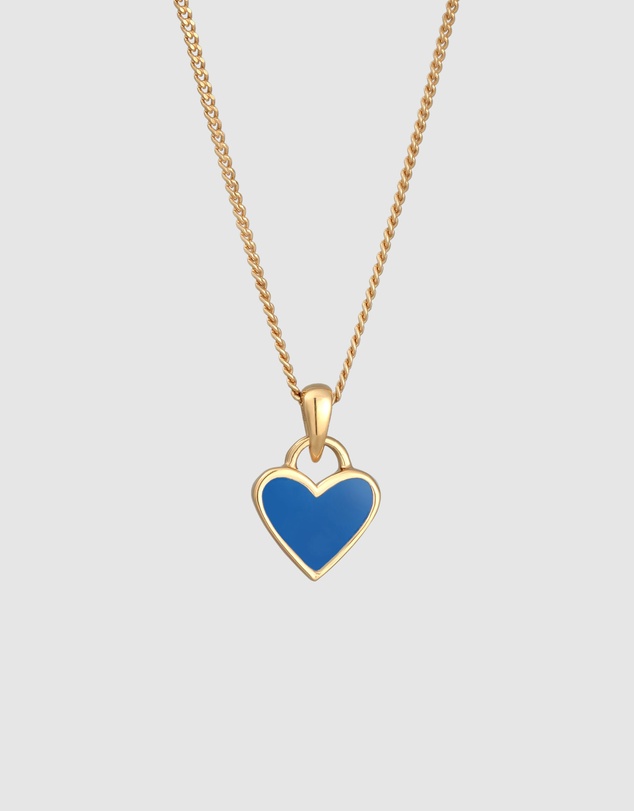 Elli Jewelry - Necklace Heart Pendant Cute with Enamel Blue in 925 Sterling Silver Gold Plated