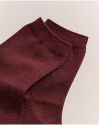 Trenery - Metallic Rib Crew Sock in Auburn