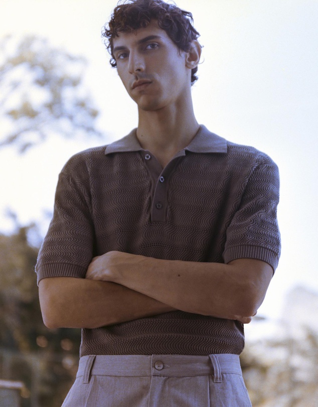 Frescobol Carioca - Vidal Cotton Jacquard Wave SS Buttoned Polo