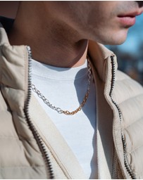 Kuzzoi - ICONIC EXCLUSIVE - Necklace Male Round Chain 925 Sterling Silver Bicolor