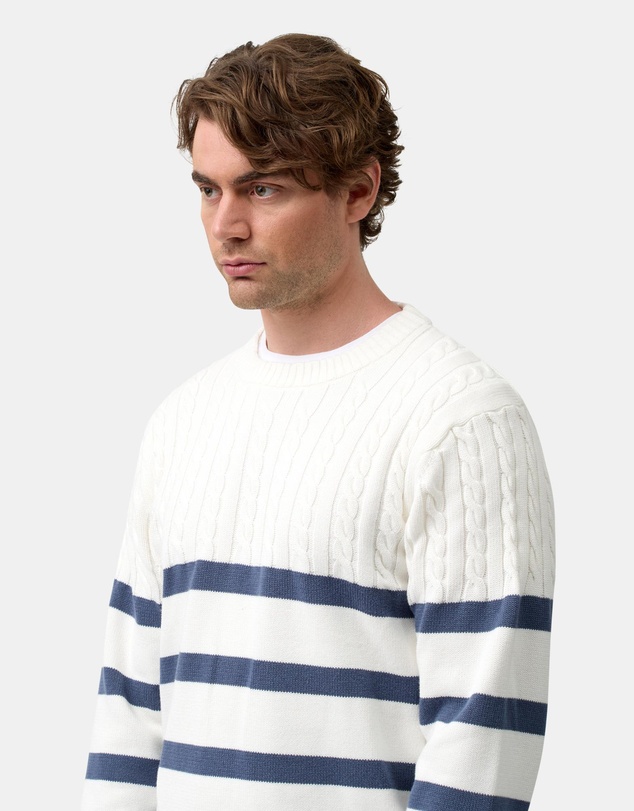Brooksfield - Crew Neck Knit Striped