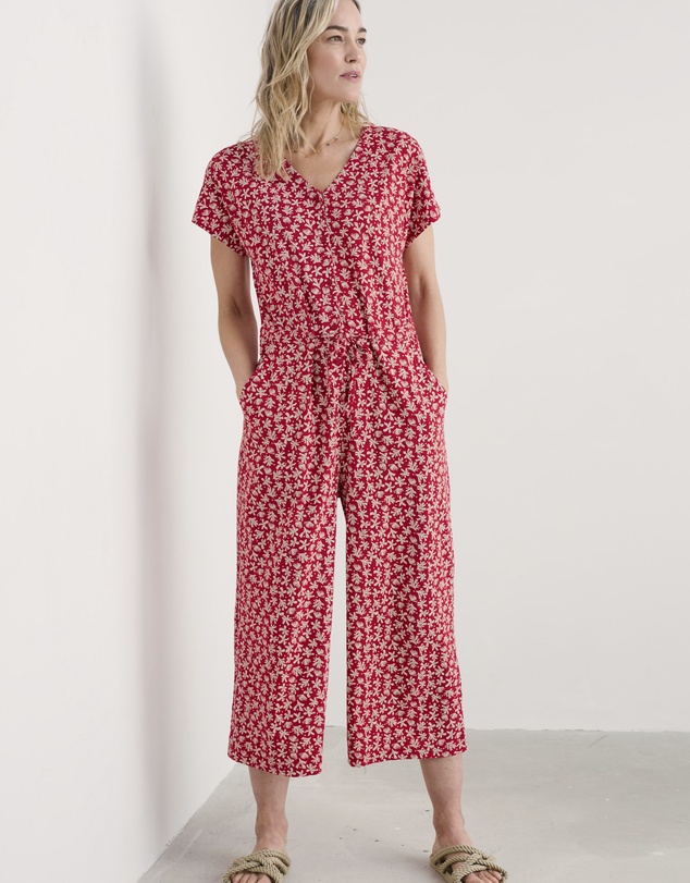 Seasalt - Seasalt Cornwall Saltwater Ditsy Scarlet Rose Trellis Jumpsuit