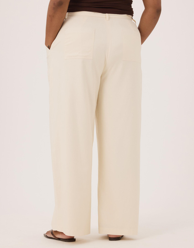 Atmos&Here Curvy - Ava Linen Blend Tie Waist Wide Leg Pants