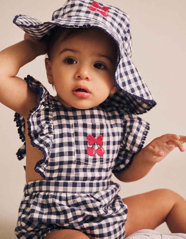 Huxbaby - Frilly Playsuit Cherry Pie Checks - Babies