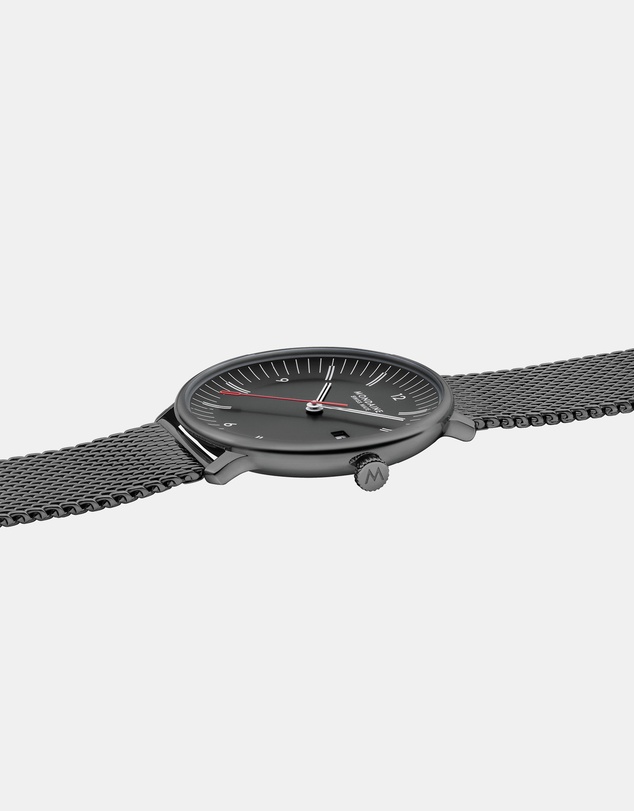 Mondaine - Mondaine Doppio Black Stainless Steel 41mm Watch