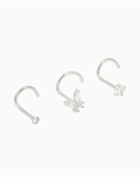 Lovisa - Surgical Steel Butterfly & Diamante Nose Studs 3-Pack