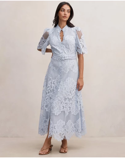 Forever New - Liberty Flutter Sleeves Lace Midi Dress
