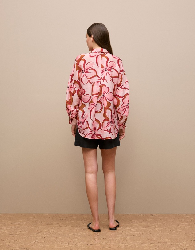 Trenery - Peony Linen Silk Resort Shirt in Soft Pink