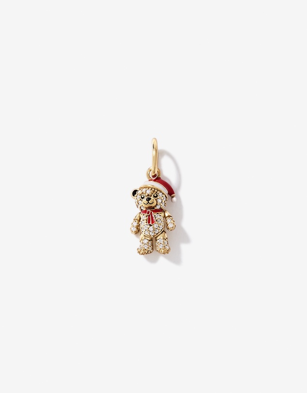 Michael Hill - Christmas Teddy Bear Pendant with Cubic Zirconia in 18kt Yellow Gold Vermeil