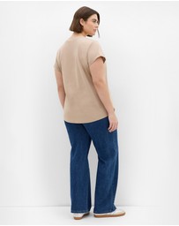 City Chic - Plus size Davina Cotton Tee - stone